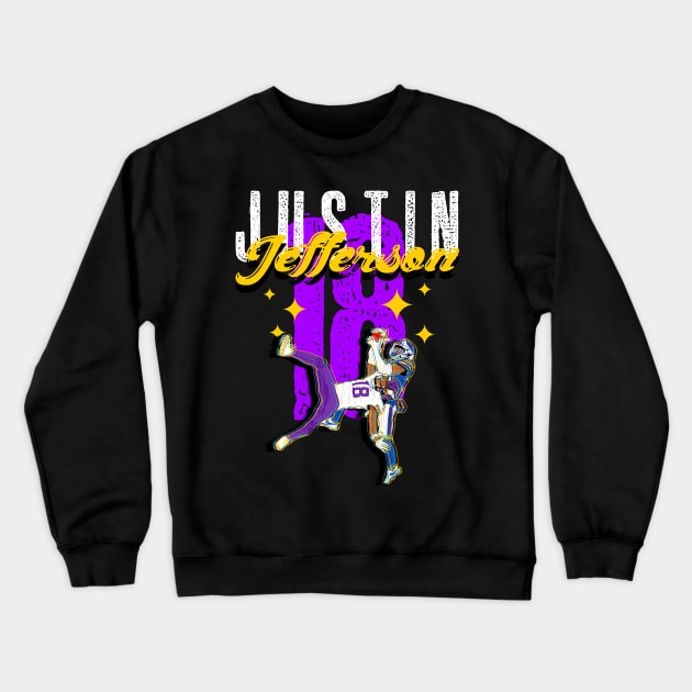 Justin Jefferson 18 - Minnesota Vikings Crewneck Sweatshirt by Mic jr